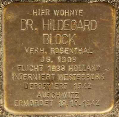 Stolpersteinbild Dr. Hildegard Rosenthal, geborene Block